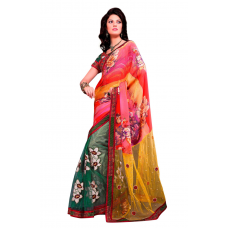 Dashing Beads and Patch Worked Party Wear Net Saree 